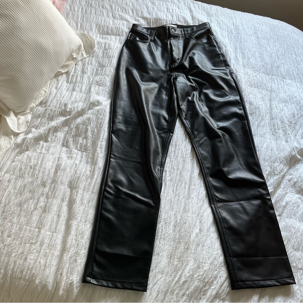 Abercrombie & Fitch Vegan Leather Pants in Curve Love Long